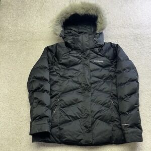 Columbia Lay D Down Jacket Womens Large Black Omni-Heat Puffer Ski 550 Down